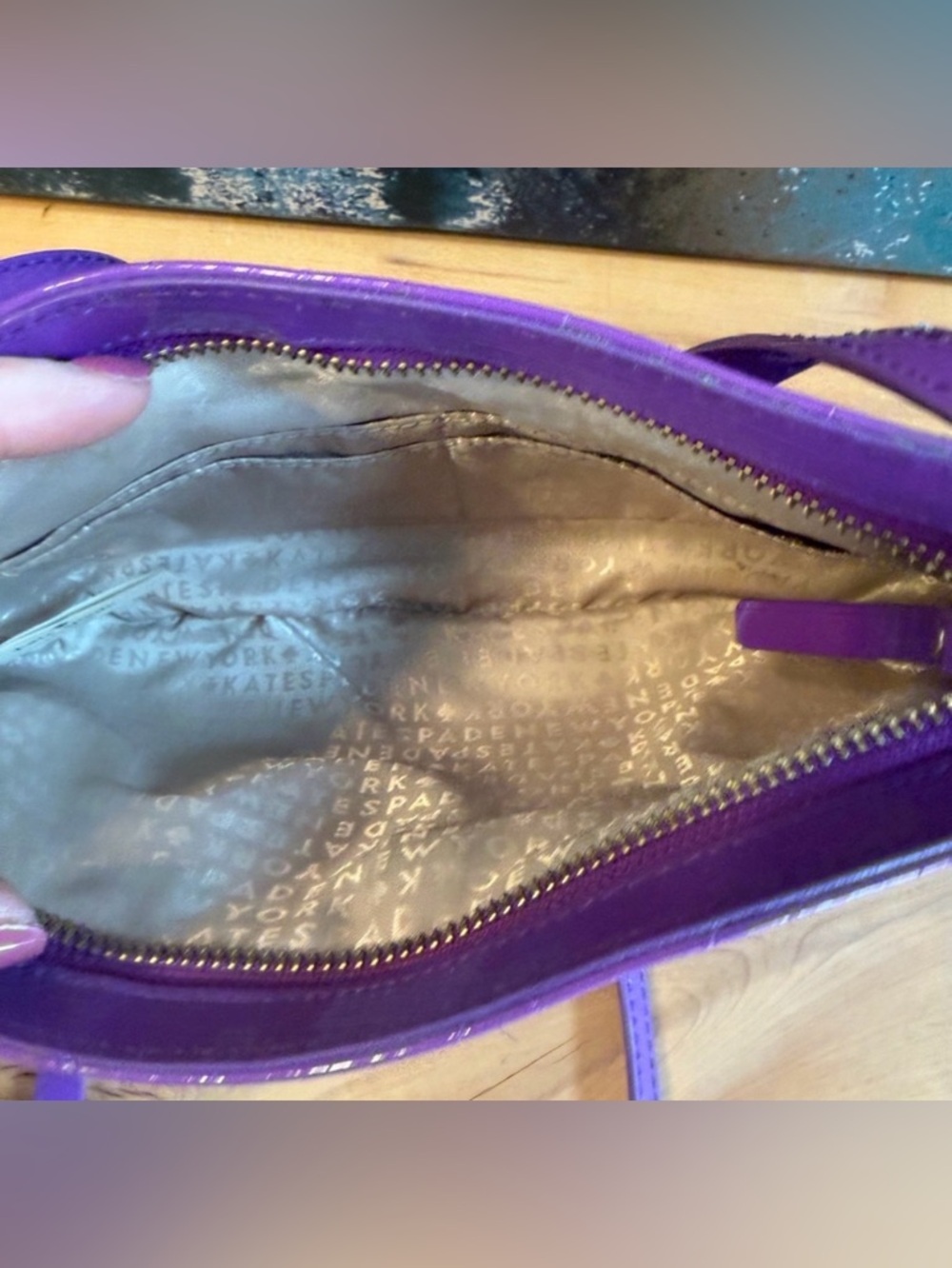 Kate Spade Camellia Street Amy Y2K Barbiecore Patent Bow Crossbody Purple (GUC) - Picture 10 of 10